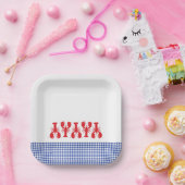 レッドロブスターブルーホワイトギンガムコースタルパーティープレート ペーパープレート (パーティー)