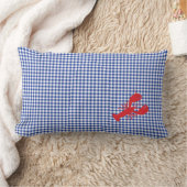 レッドロブスターブルーホワイト名門私立校風のギンガムホームデコール ランバークッション (ブランケット)