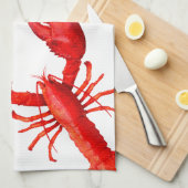 レッドロブスターホワイトハローサマーネーム魚介類 キッチンタオル (四つ折り)