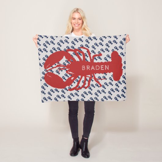 レッドロブスター少年の名前パーソナライズされた フリースブランケット (インサイチュ)