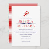 レッドロブスター結婚ズネイビーブルー航海のテーマInvite 招待状 (正面/裏面)