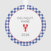 レッドロブスター ブルー ホワイト ギンガム 場所 年 オーナメント (裏面)