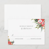 レッドロマンスウェディングRSVPカード 出欠カード (正面/裏面)