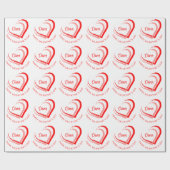 レッドロマンチック名ハッピーバレンタインデーハート ラッピングペーパー (フラット)