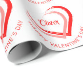 レッドロマンチック名ハッピーバレンタインデーハート ラッピングペーパー (ロールコーナー)