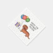 レッドロングヘアダッシュントゥーンカートゥーンドッグハッピーバースデー スタンダードカクテルナプキン (角)