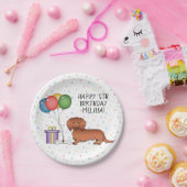 レッドロングヘアダッシュントゥーンカートゥーンドッグハッピーバースデー ペーパープレート (パーティー)