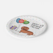 レッドロングヘアダッシュントゥーンカートゥーンドッグハッピーバースデー ペーパープレート (アングル)