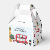 レッドロンドンバスアンドクロックタワー子供の誕生日パーティー フェイバーボックス (裏面サイド)