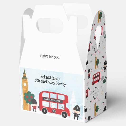 レッドロンドンバスアンドクロックタワー子供の誕生日パーティー フェイバーボックス (オープン)