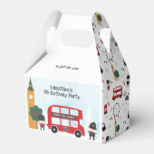 レッドロンドンバスアンドクロックタワー子供の誕生日パーティー フェイバーボックス (正面サイド)