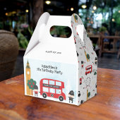 レッドロンドンバスアンドクロックタワー子供の誕生日パーティー フェイバーボックス