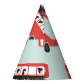 レッドロンドンバスヴィンテージパターン パーティーハット (裏面)