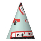 レッドロンドンバスヴィンテージパターン パーティーハット (左)