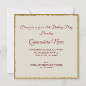 レッドロンフォーマルグドレスキンセニェラ誕生日招待状 招待状 (裏面)