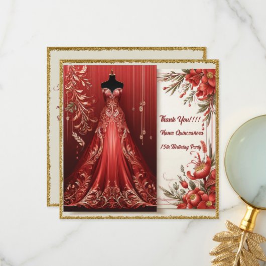 レッドロンフォーマルグドレスキンセニェラ サンキューカード (正面/裏面インサイチュ)