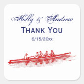 レッドローイングローワーズクルーズチームウォータースポーツ スクエアシール (正面)