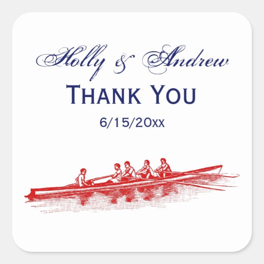 レッドローイングローワーズクルーズチームウォータースポーツ スクエアシール (正面)