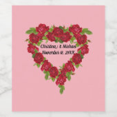 レッドローズかわいらしハートリースオンピンク ワインラベル (シングルラベル)