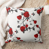 レッドローズつる植物パターン装飾用クッション クッション (ブランケット)