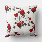 レッドローズつる植物パターン装飾用クッション クッション (裏面)
