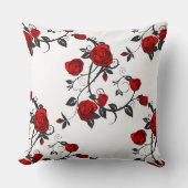 レッドローズつる植物パターン装飾用クッション クッション (正面)