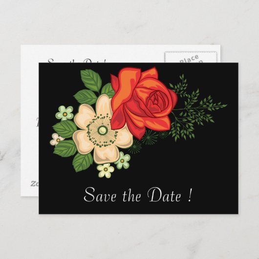 レッドローズとデイジー80誕生日を保存 案内ポストカード (正面/裏面)