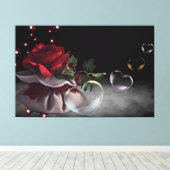 レッドローズとハート キャンバスプリント (インサイチュ (ウッドフロア))