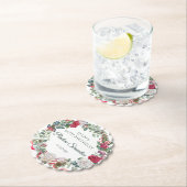 レッドローズとホリー90誕生日 エレガント ペーパーコースター (インサイチュ)