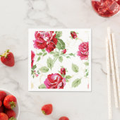 レッドローズとホワイトクラシックプリントナプキン スタンダードカクテルナプキン (インサイチュ)
