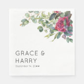 レッドローズとユーカリ結婚プキンス スタンダードランチョンナプキン (正面)