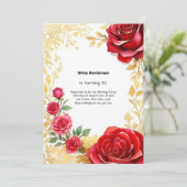 レッドローズと金ゴールド30歳の誕生日 招待状 (スタンド正面)