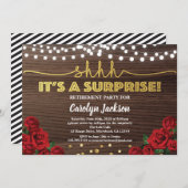 レッドローズのサプライズ·リタイアメント·パーティの招待状 招待状 (正面/裏面)