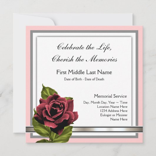 レッドローズの葬儀のお知らせ 招待状 (正面)