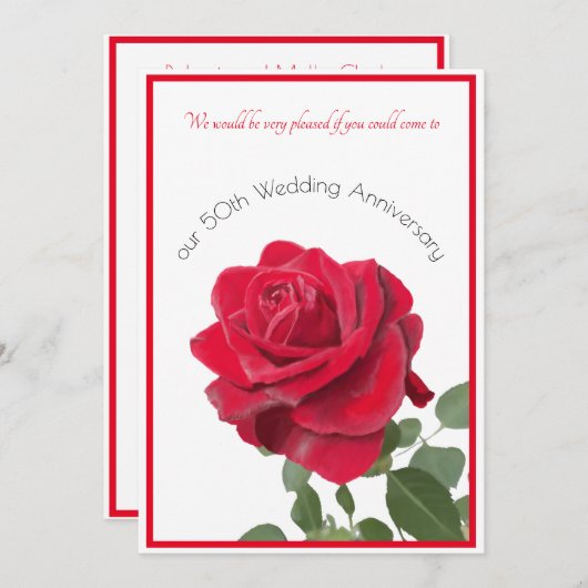 レッドローズアニバーサリーまたはその他のイベント招待状 招待状 (正面/裏面)