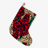 レッドローズアニマルプリント スモールクリスマスストッキング (正面 (吊り時))