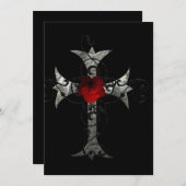 レッドローズアンドクロスゴシックブライダルシャワー 招待状 (正面/裏面)