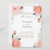 レッドローズアンドサマー春の結婚式 招待状 (正面)