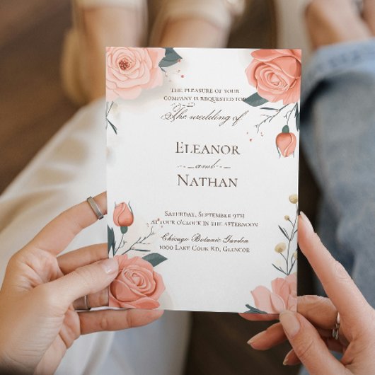 レッドローズアンドサマー春の結婚式 招待状