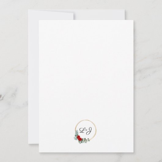 レッドローズアンドユーカリプタス結婚式招待状 招待状 (裏面)