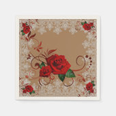 レッドローズアンドレース – カスタム紙ナプキンス スタンダードカクテルナプキン (正面)