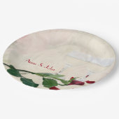 レッドローズアンドワインアニバーサリーパーティー紙プレート ペーパープレート (アングル)