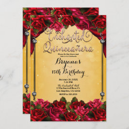 レッドローズイエロー金ゴールドピンクキンセアニラ15日 招待状
