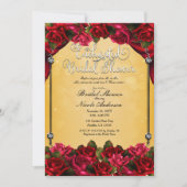 レッドローズイエロー&金ゴールドブライダルシャワー 招待状 (正面)