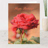 レッドローズウィズブドハッピーバースデー カード (正面)