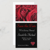 レッドローズウェディング日付カードを保存 セーブザデート (正面/裏面)