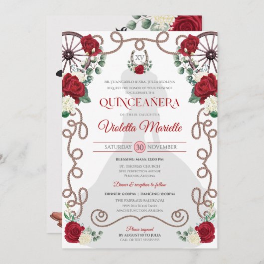 レッドローズウエスタンチャロキンセアニェラ招待状 招待状 (正面/裏面)