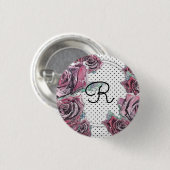 レッドローズウォーターのカラードット女性イニシャルバッジ 缶バッジ (正面&裏面)