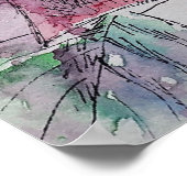 レッドローズウォーターカラーアートバラ自然ガーデンポスター ポスター (角)