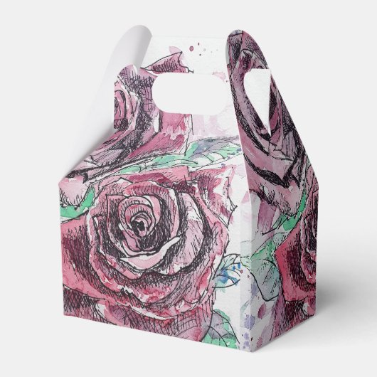 レッドローズウォーターカラーアートパーティーケーキお気に入りボックス フェイバーボックス (裏面サイド)